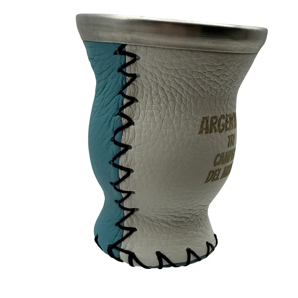 Argentina Tri Campeon‎ World Cup Yerba Mate Gourd Glass Interior & Hand Stitched